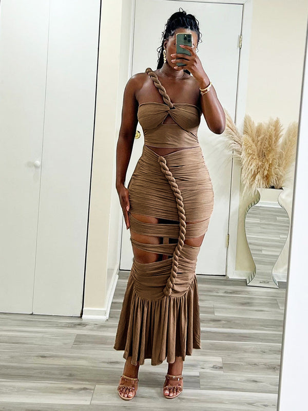 Twist Rope Cutout Maxi Dress