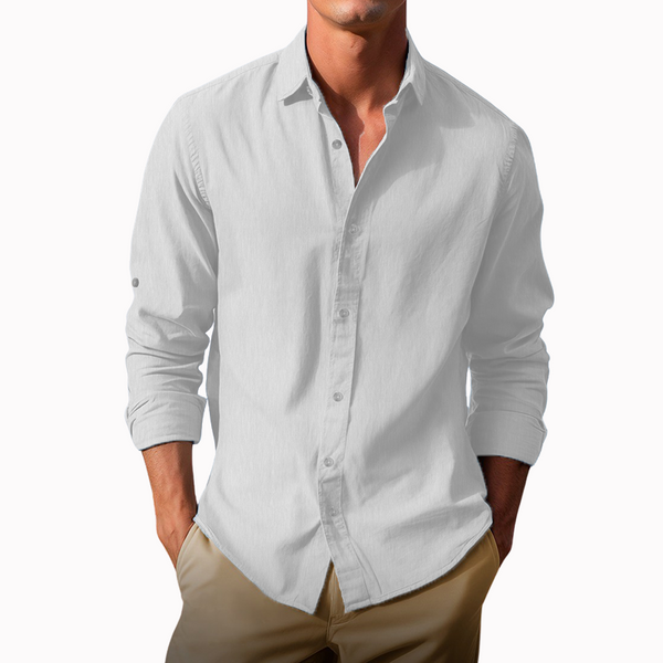 Men's Long Sleeve Shirt High Quality Cotton Solid Color