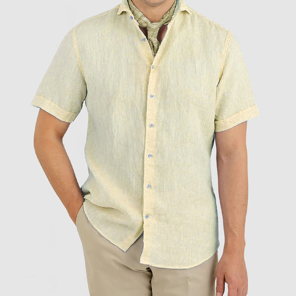 Gentleman's Daily Cotton Linen Short Sleeve Shirt