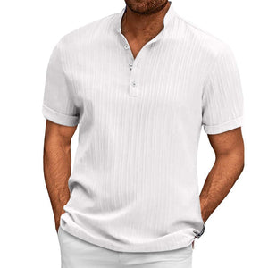 Mens Textured Short Sleeve Henley Shirt