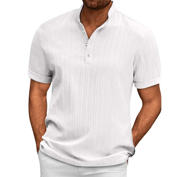 Mens Textured Short Sleeve Henley Shirt