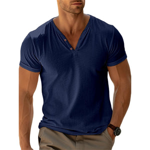 Mens Summer Casual Beach Solid Color T Shirt