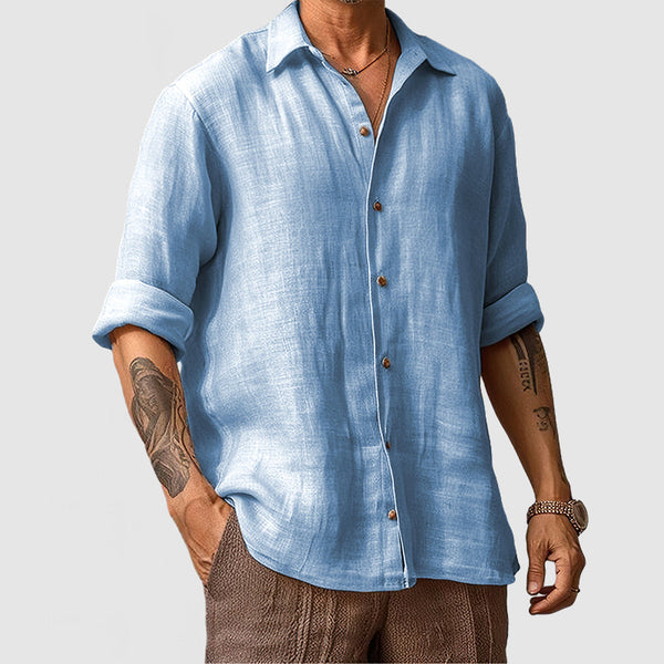 Men's Casual Beach Seaside Cotton Linen Shirt