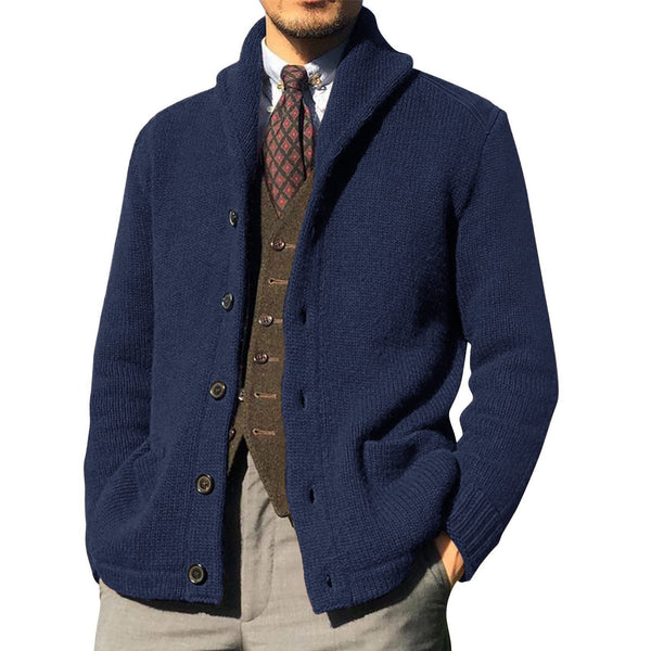 Men's Solid Color Gentleman Long Sleeve Knit Cardigan