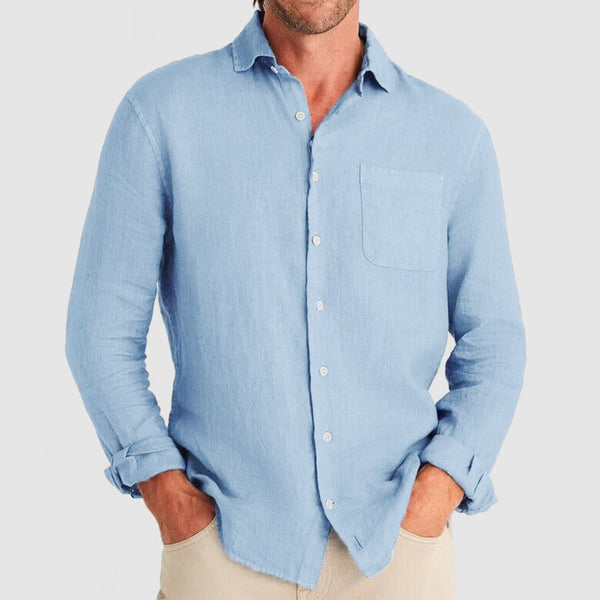 Gentleman Simple Temperament Cotton Linen Shirt