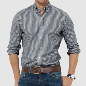 Gentleman's Striped Cotton Long Sleeve Shirt