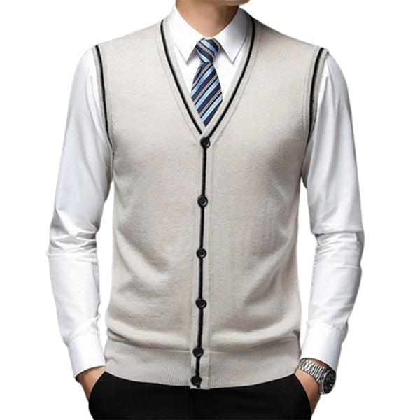 Men's V-neck Vest Knitted Cardigan Cashmere Vest