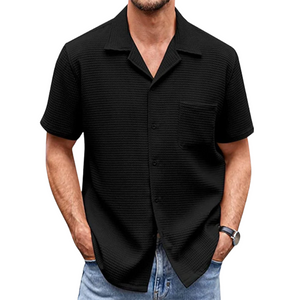 Men's Cotton Linen Casual Button Down Short Sleeve Shirt