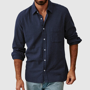 Men's Casual Basic Textured Cotton Shirt