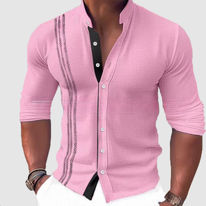 Autumn and winter men's color embroidered cardigan long sleeve shirt