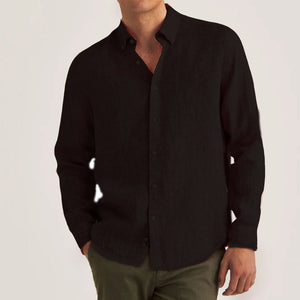 Men's New Cardigan Twist Button Lapel Casual Long Sleeve Shirt