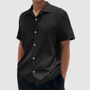 Men's Everyday Casual Cotton Textured Short Sleeve Shirt