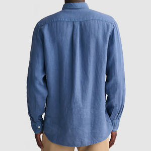 Men's Basic Casual Cotton Linen Pocket Shirt