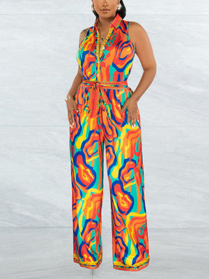 Print Sleeveless Jumpsuit