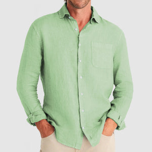 Gentleman Simple Temperament Cotton Linen Shirt