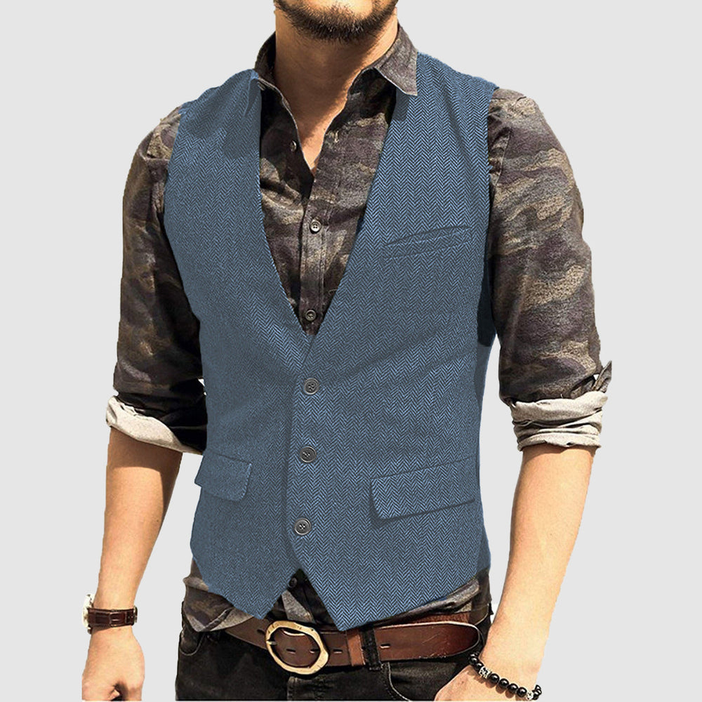 Men's Textured Detail Sleeveless Vest Jacket