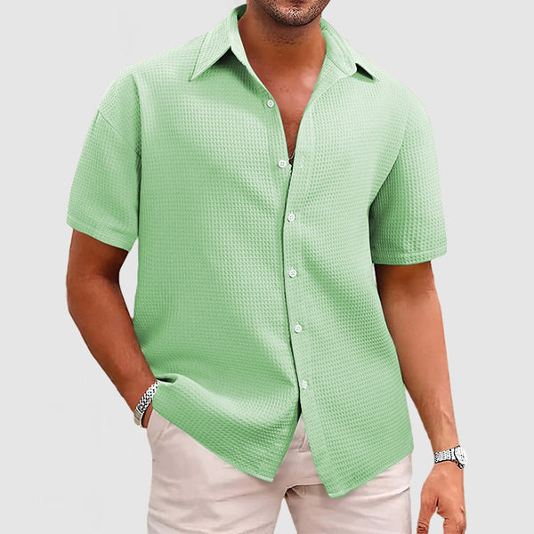 Men's Casual Waffle Short Sleeve Shirt