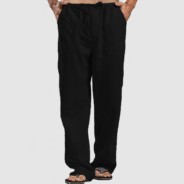 Men's Linen Breathable Lace-Up Beach Pants