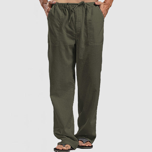 Men's Linen Breathable Lace-Up Beach Pants