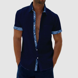 Men's Casual Plaid Collar Button Summer Linen Shirt