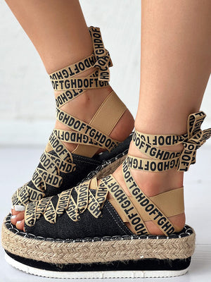 Letter Strappy Platform Sandals