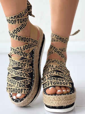 Letter Strappy Platform Sandals