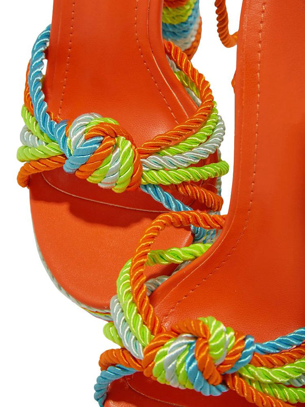 Rope Platform Chunky Heel Sandals