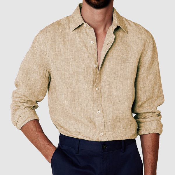 Men's cotton and linen anti-wrinkle shirt