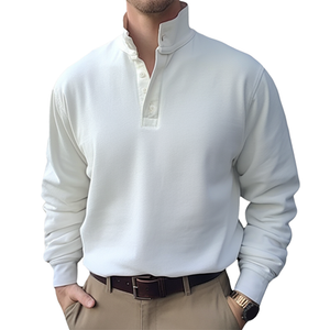 Gentleman's Simple Stand-up Collar Long sleeved Polo Shirt