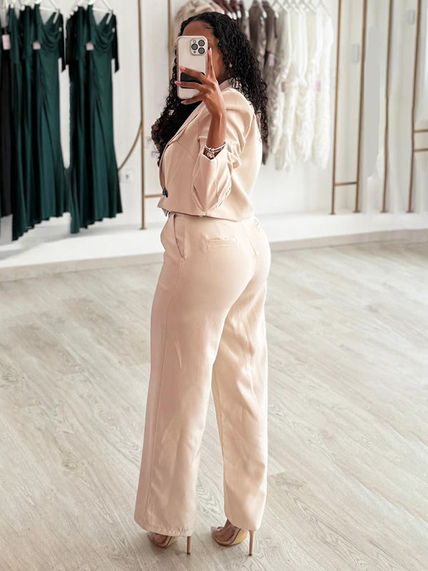 Crop Blazer Wide Leg Pants Set