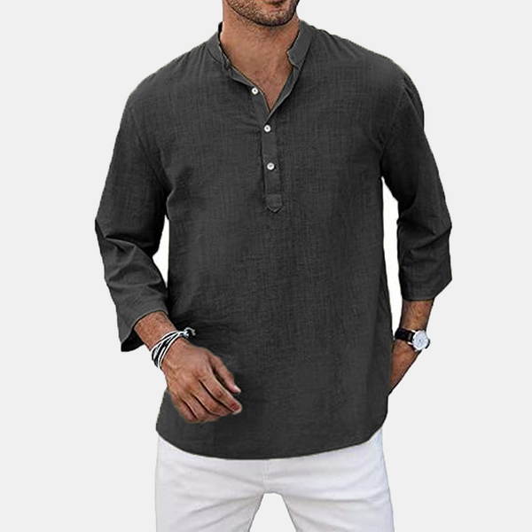 Men's loose shirt shirt cotton linen shirt