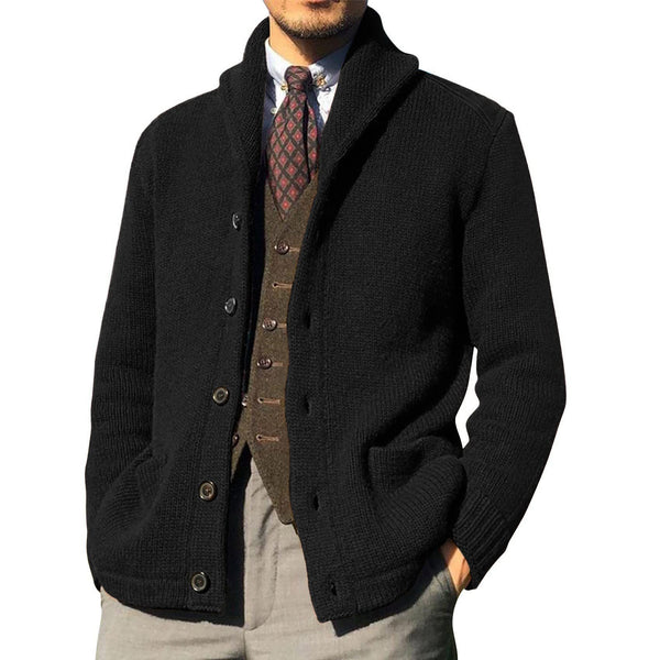 Men's Solid Color Gentleman Long Sleeve Knit Cardigan