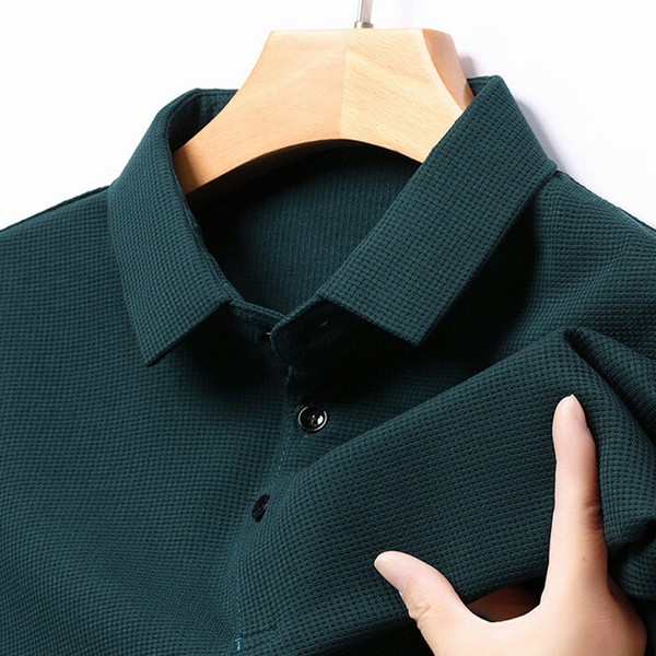 Men's Casual Lapel Waffle Polo Shirt