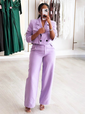 Crop Blazer Wide Leg Pants Set