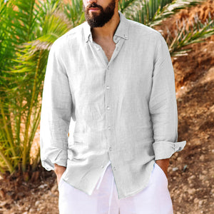 Men's Casual Beach Seaside Cotton Linen Shirt