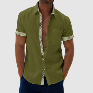 Men's Casual Plaid Collar Button Summer Linen Shirt