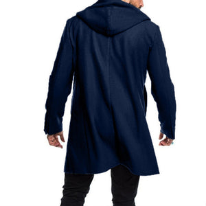 Men's Elegant Horn Button Wool Hooded Coat