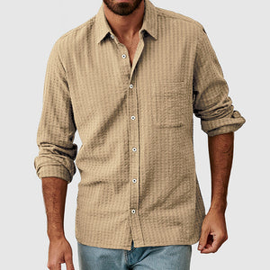 Men's Casual Basic Textured Cotton Shirt