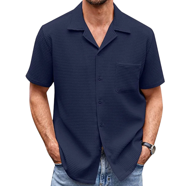 Men's Cotton Linen Casual Button Down Short Sleeve Shirt