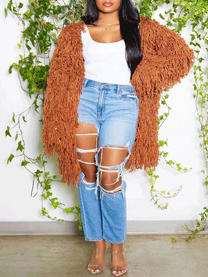 Fringe Knitted Sweater Cardigan