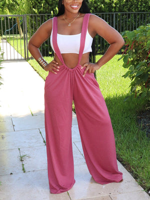 Long Strap Wide Leg Overalls