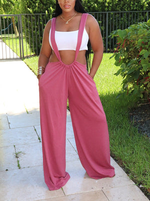 Long Strap Wide Leg Overalls