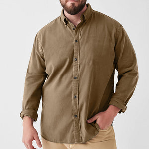 Men's Large Washed Stretch Single Breasted Shirt