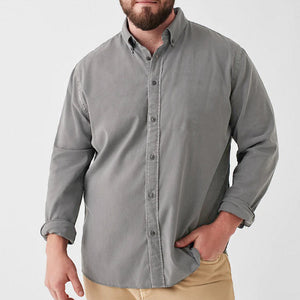 Men's Large Washed Stretch Single Breasted Shirt