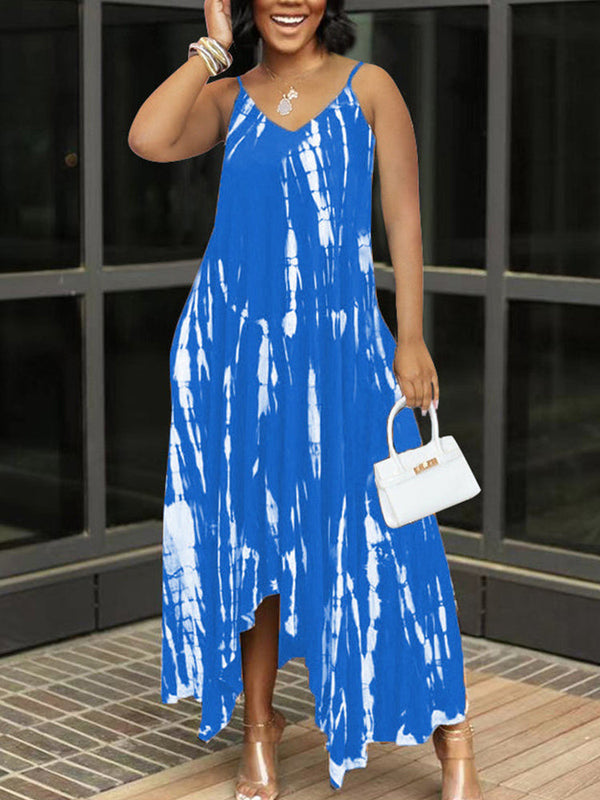 Tie Dye Sleeveless Irregular Dress