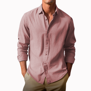 Men's Long Sleeve Shirt High Quality Cotton Solid Color