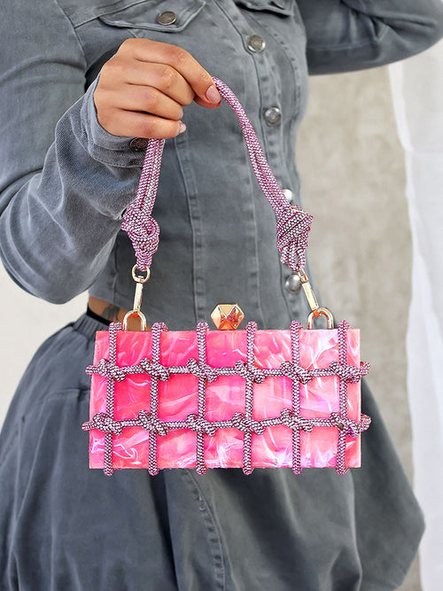 Marble Rhinestone Rope Bag