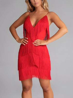 Sleeveless Tassel Mini Dress