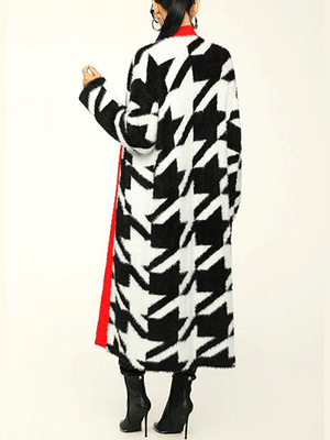 Fur Houndstooth Cardigan