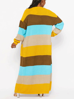 Knitted Multicolor Colorblock Cardigan